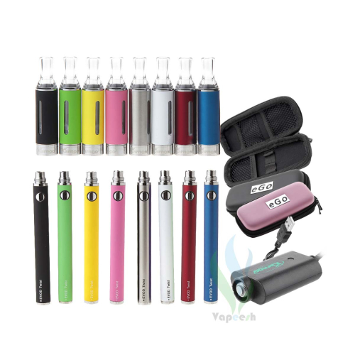 Karnoo MT3 BCC (Black, Green, Yellow, Pink, Stainless, White, Red, Blue) with eVod Twist eGo Mod (Black, Green, Yellow, Pink, Stainless, White, Red, Blue) and eGo USB Charger and eGo Carry Case (Pink - Black)